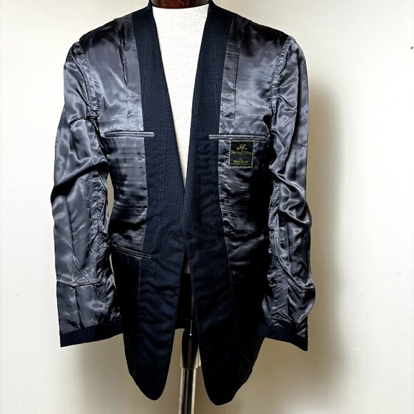 Norman Hilton NWOT Sport Coat Sz 39L Navy Windowpane Slim Fit Blazer Suit Jacket - Picture 6 of 11